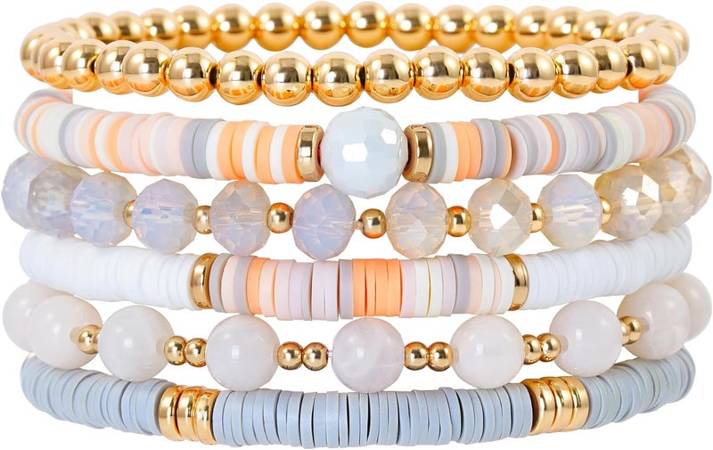 Aigrnc Boho Beaded Stretch Bracelets For Women Stackable Crystal Gold Plated Beaded Bracelets Set Trendy Handmade Friendship Braeclet Jewelry Gifts - Image 5
